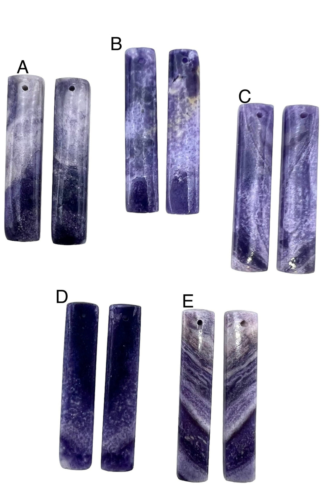 Natural Lepidolite Matching earring Slab Bead Pairs 40x8mm