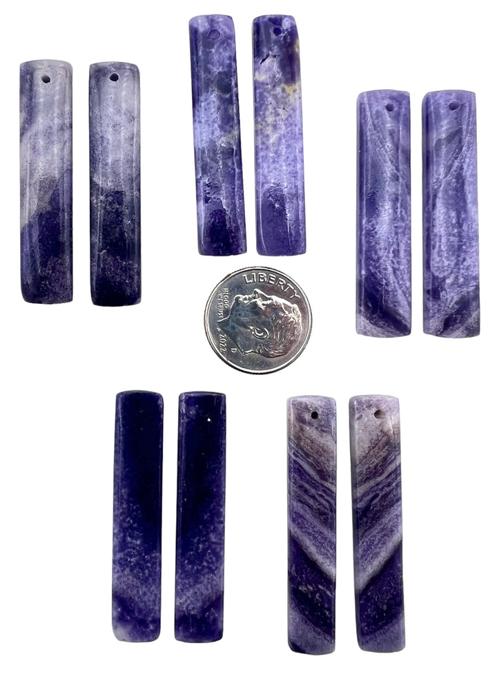 Natural Lepidolite Matching earring Slab Bead Pairs 40x8mm