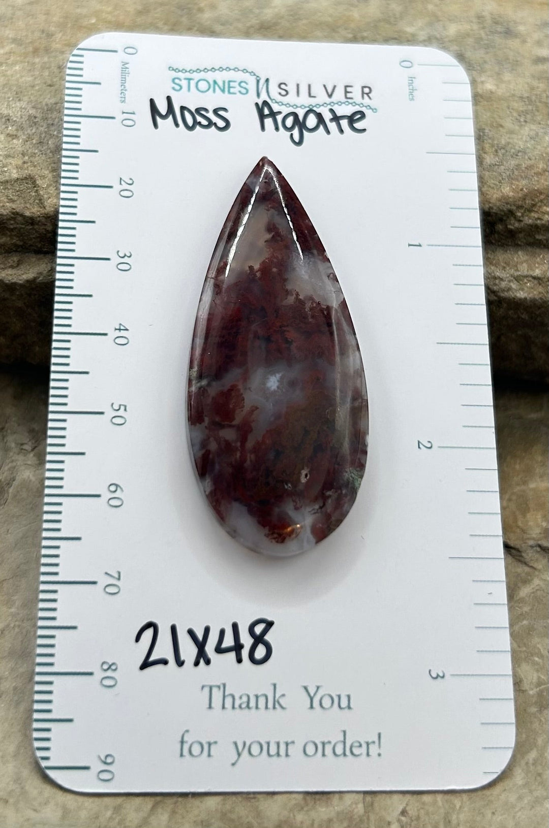 Natural Moss Agate Focal Pendant Bead 21x48mm - Carnelian