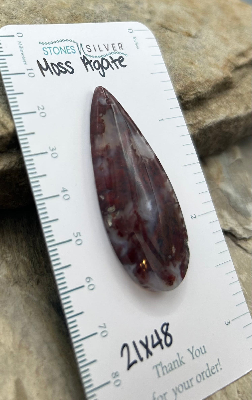 Natural Moss Agate Focal Pendant Bead 21x48mm - Carnelian