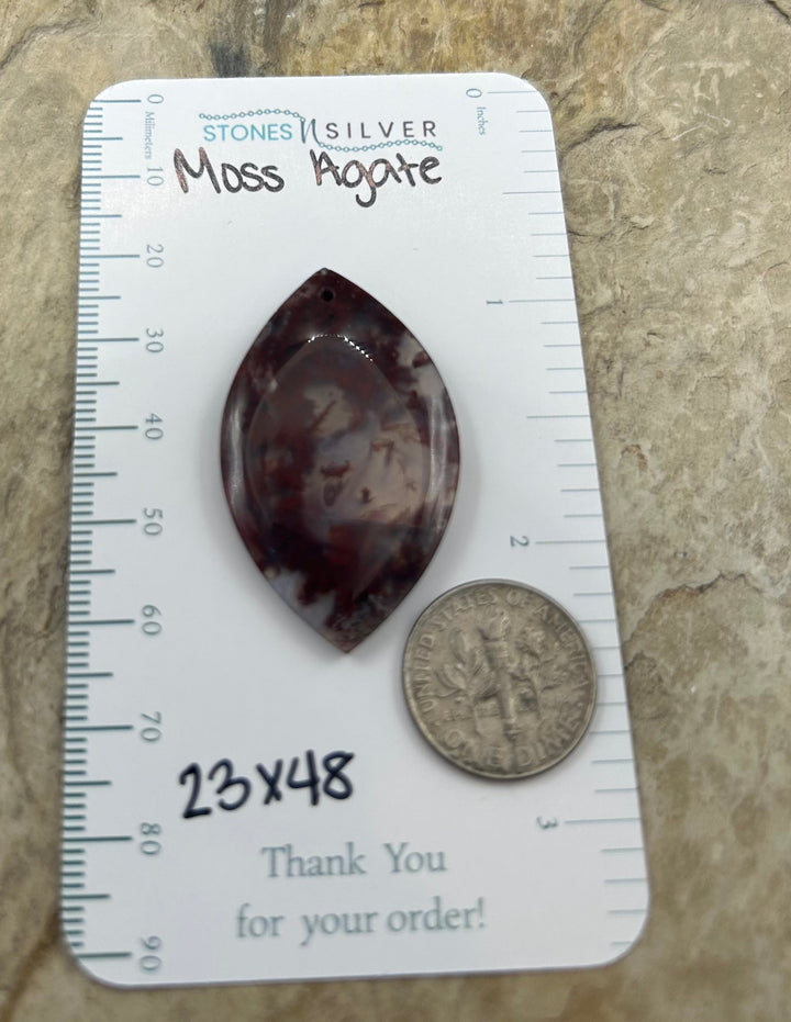 Natural Moss Agate Focal Pendant Bead 23x48mm - Carnelian