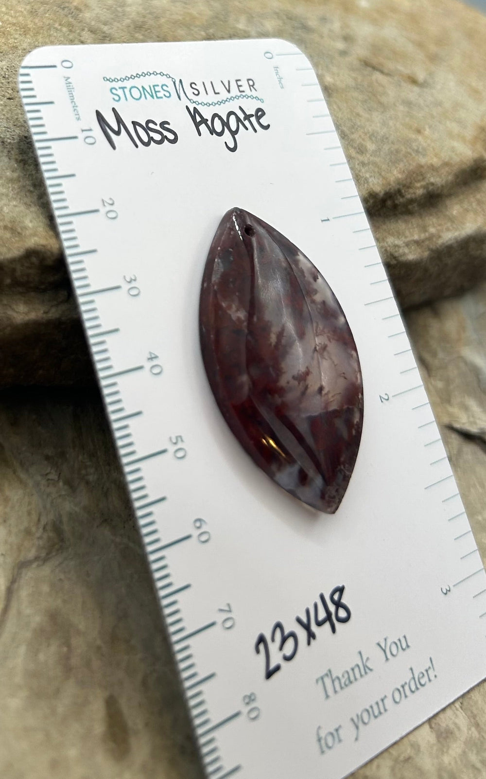 Natural Moss Agate Focal Pendant Bead 23x48mm - Carnelian