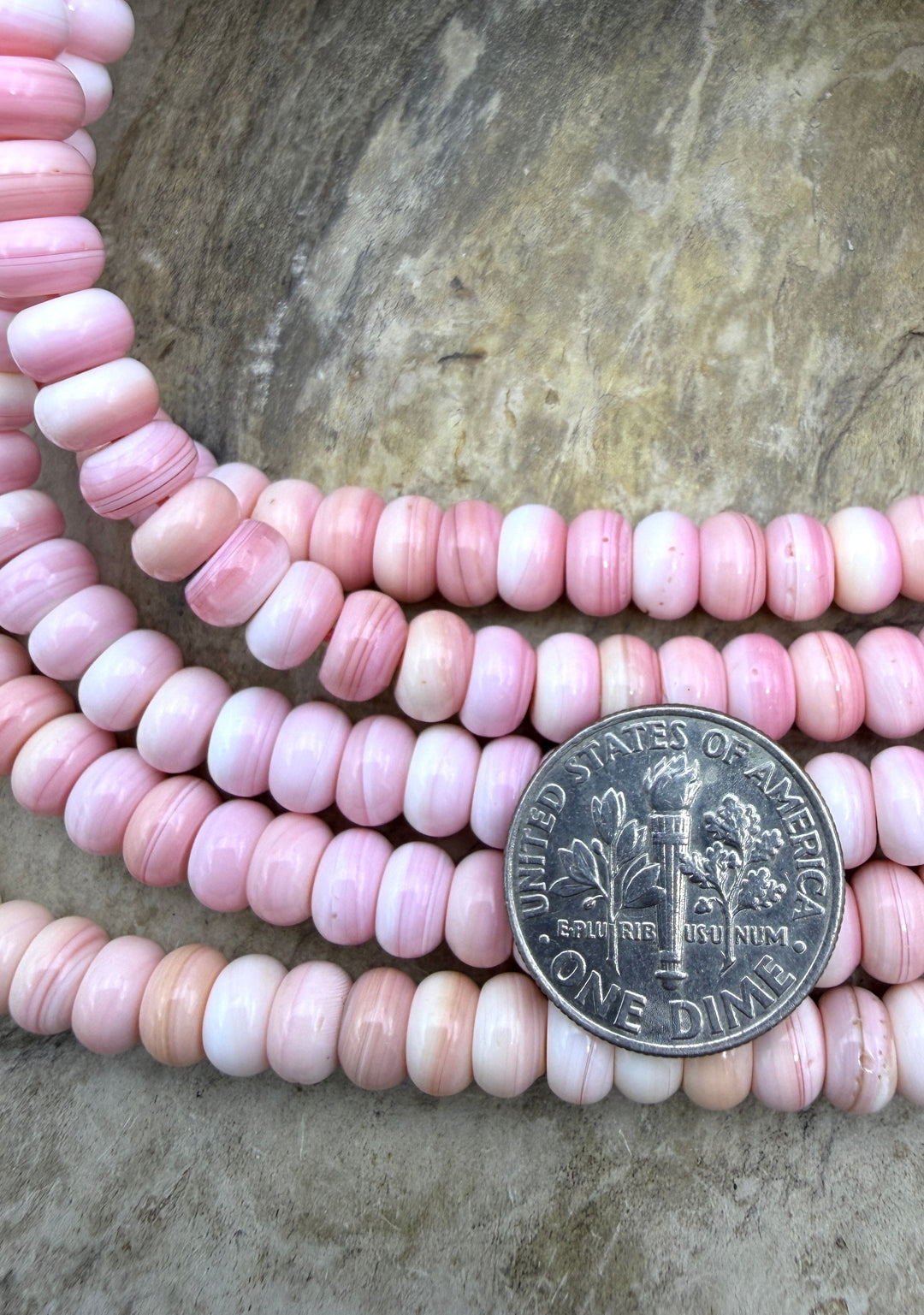 Natural Pink Queen Conch Shell 6mm Rondelle Beads ONE 16