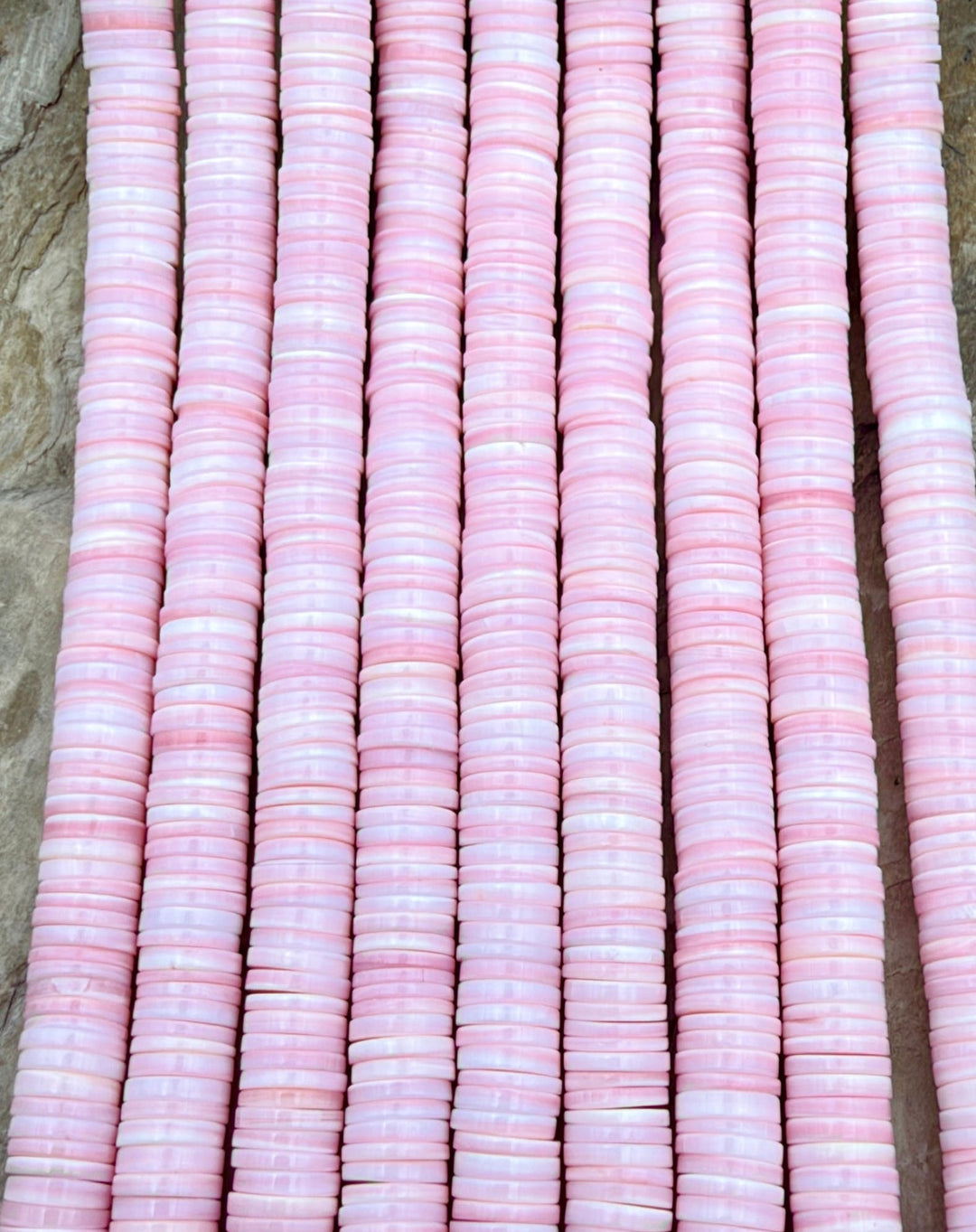 Natural Pink Queen Conch Shell 8mm Heishi Beads ONE 16 inch