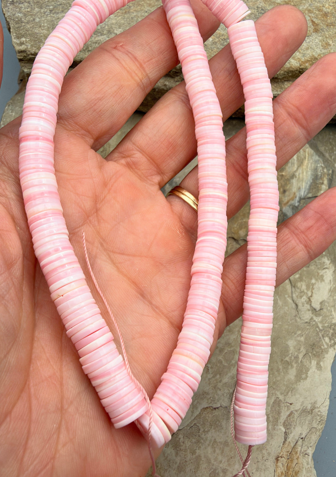 Natural Pink Queen Conch Shell 8mm Heishi Beads ONE 16 inch