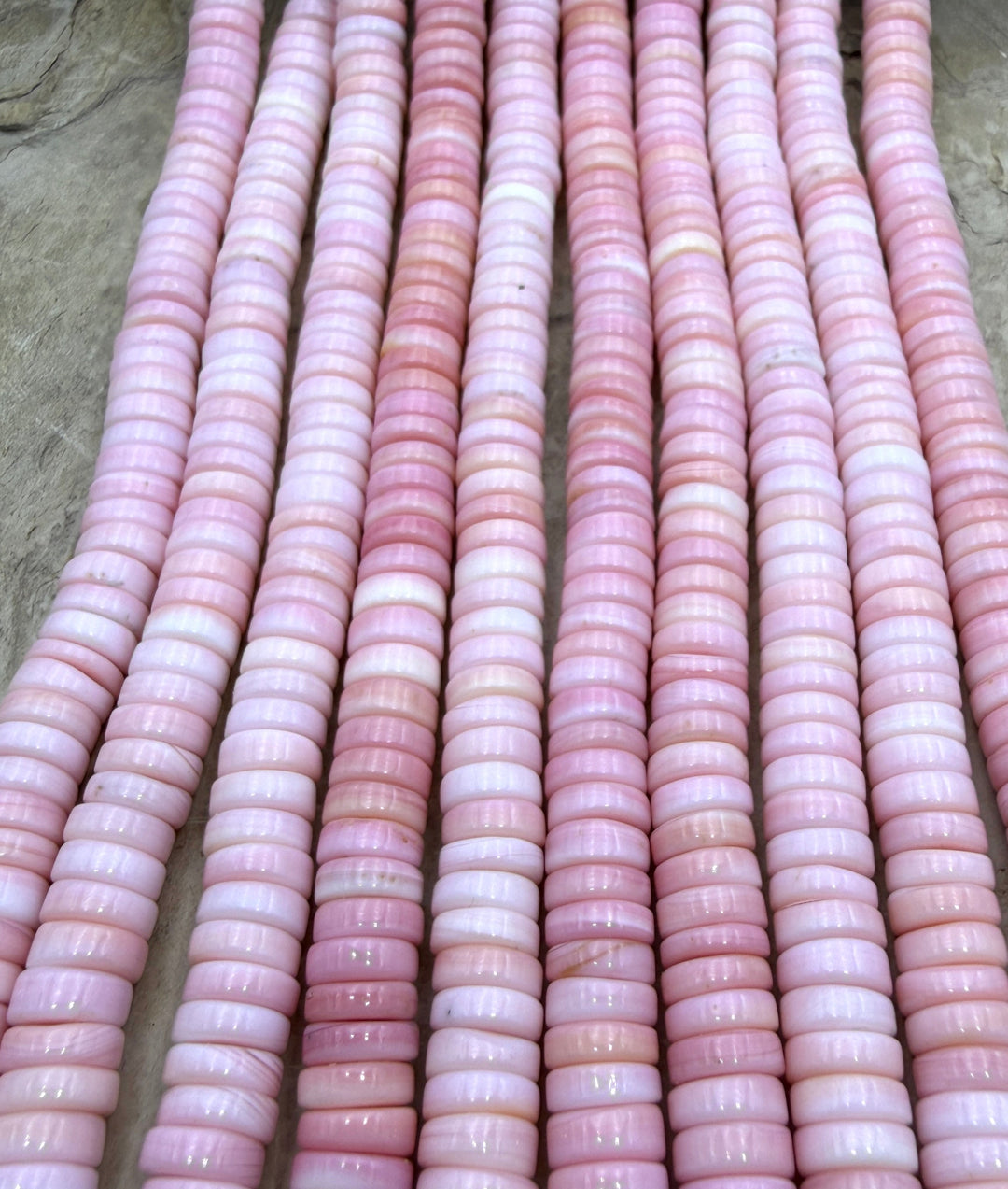 Natural Pink Queen Conch Shell 8mm Heishi Beads ONE 16 inch
