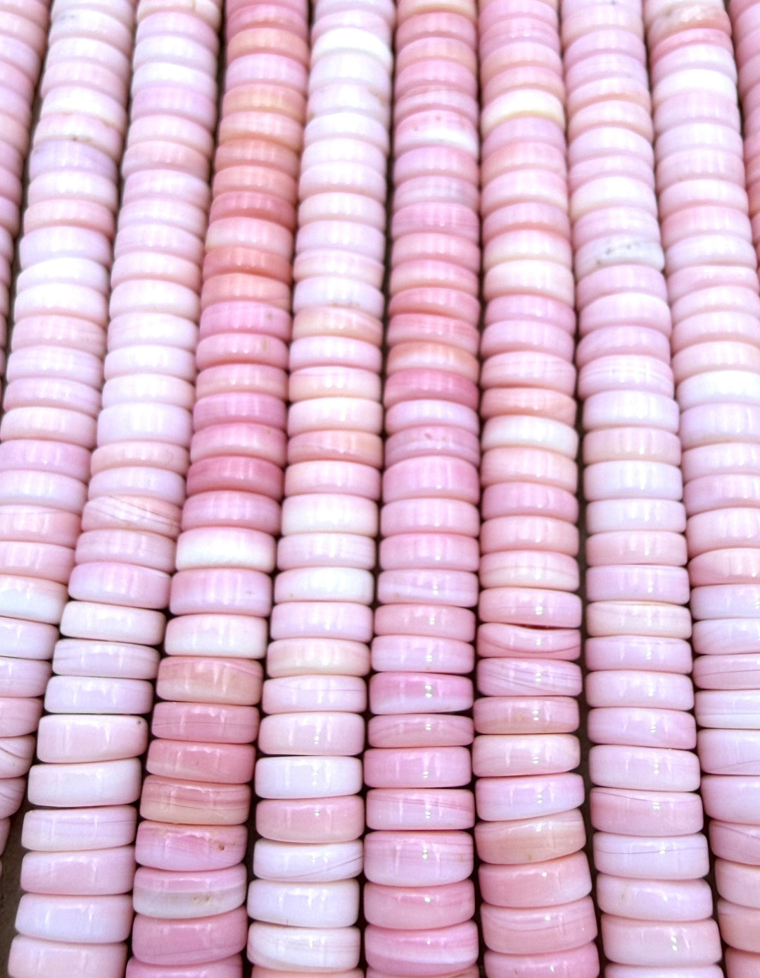 Natural Pink Queen Conch Shell 8mm Heishi Beads ONE 16 inch