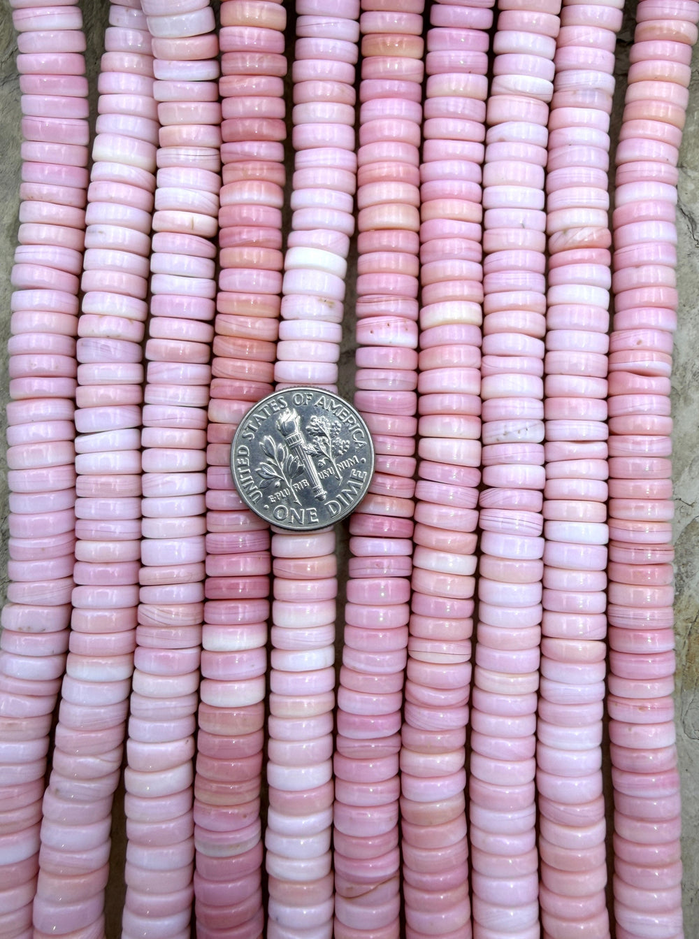 Natural Pink Queen Conch Shell 8mm Heishi Beads ONE 16 inch