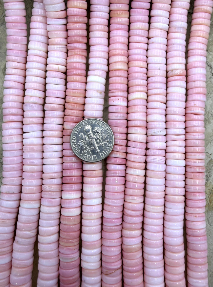 Natural Pink Queen Conch Shell 8mm Heishi Beads ONE 16 inch
