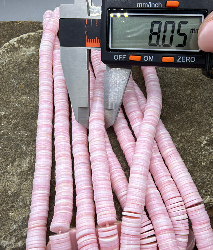 Natural Pink Queen Conch Shell 8mm Heishi Beads ONE 16 inch