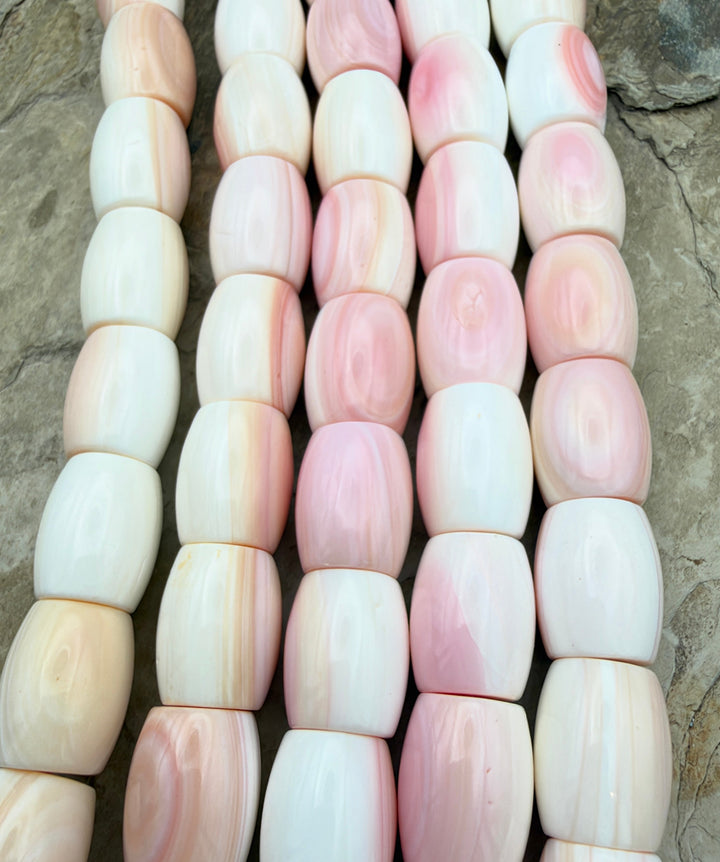 Natural Pink Queen Conch Shell BIG Barrel Beads 13x17mm