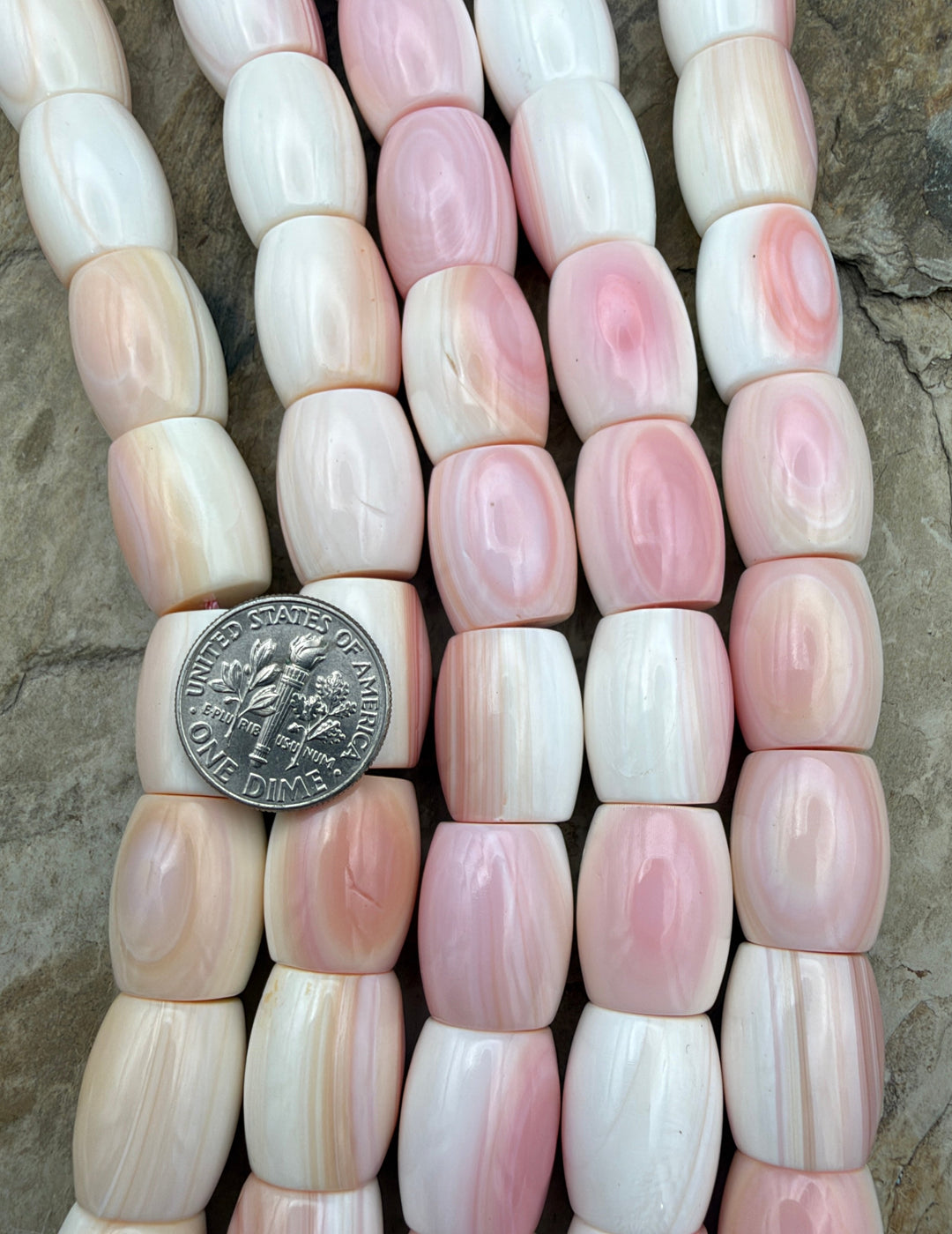 Natural Pink Queen Conch Shell BIG Barrel Beads 13x17mm