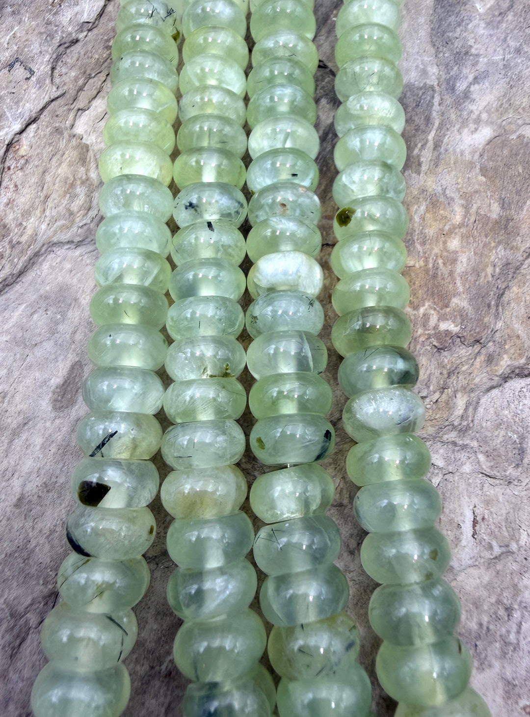 Natural Prehnite 10mm Rondelle Beads 8 Inch Strand - pehnite