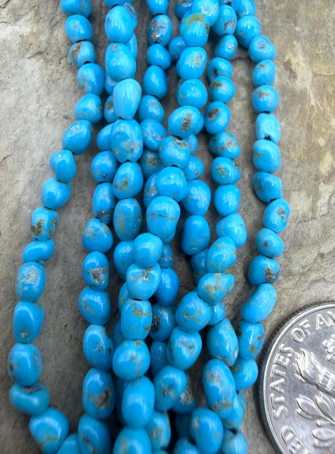 Natural Sleeping Beauty Turquoise (AZ) 3-4mm Nugget Beads