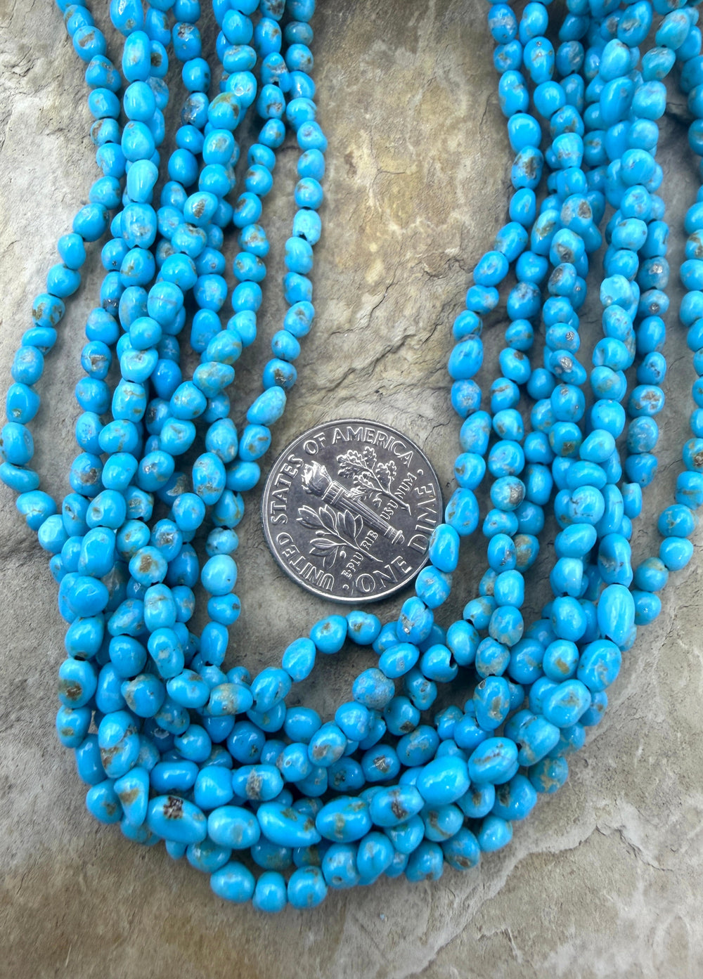 Natural Sleeping Beauty Turquoise (AZ) 3-4mm Nugget Beads