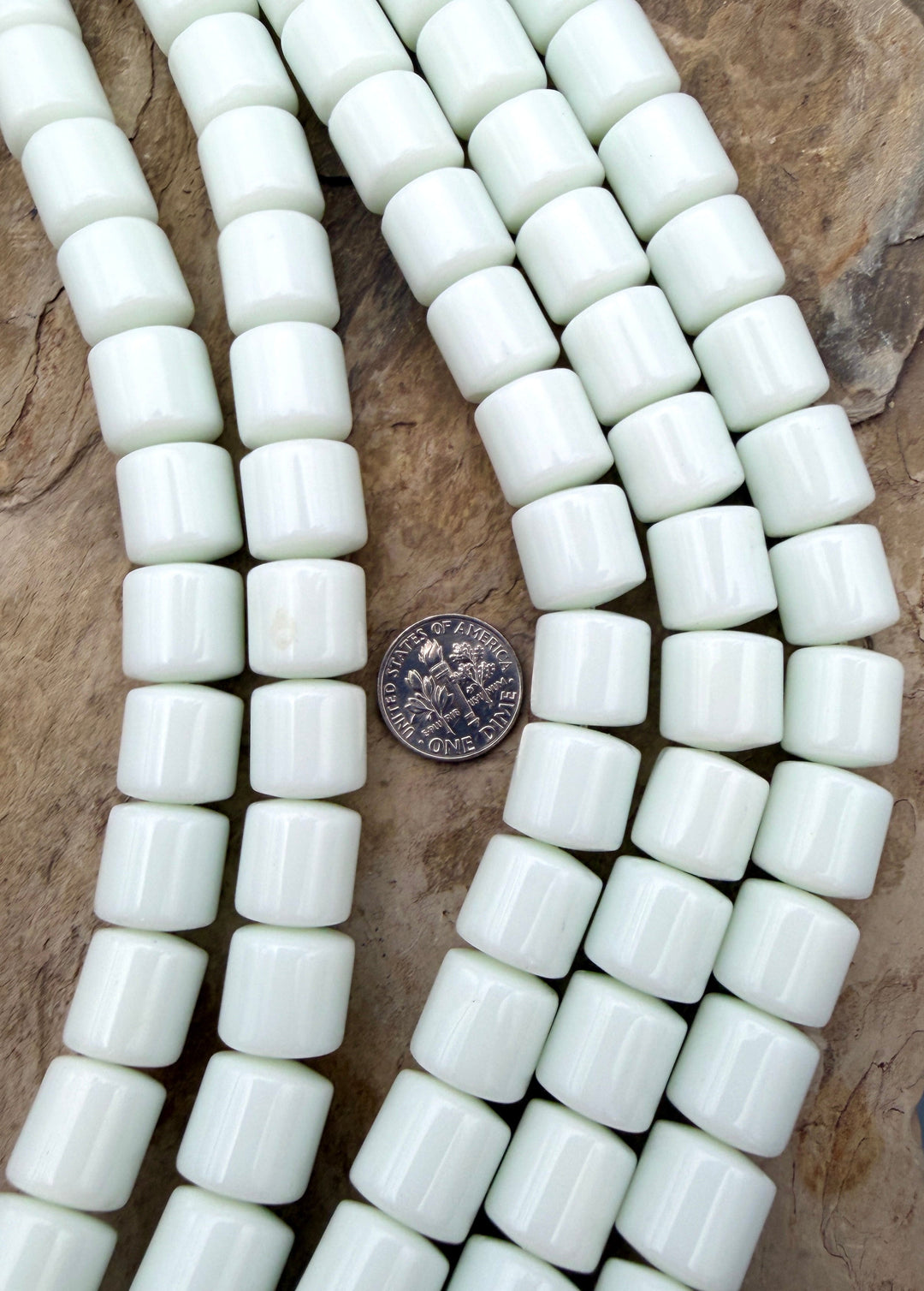 Natural White Nephrite Jade Big Barrel Beads 13mm 15.5 inch