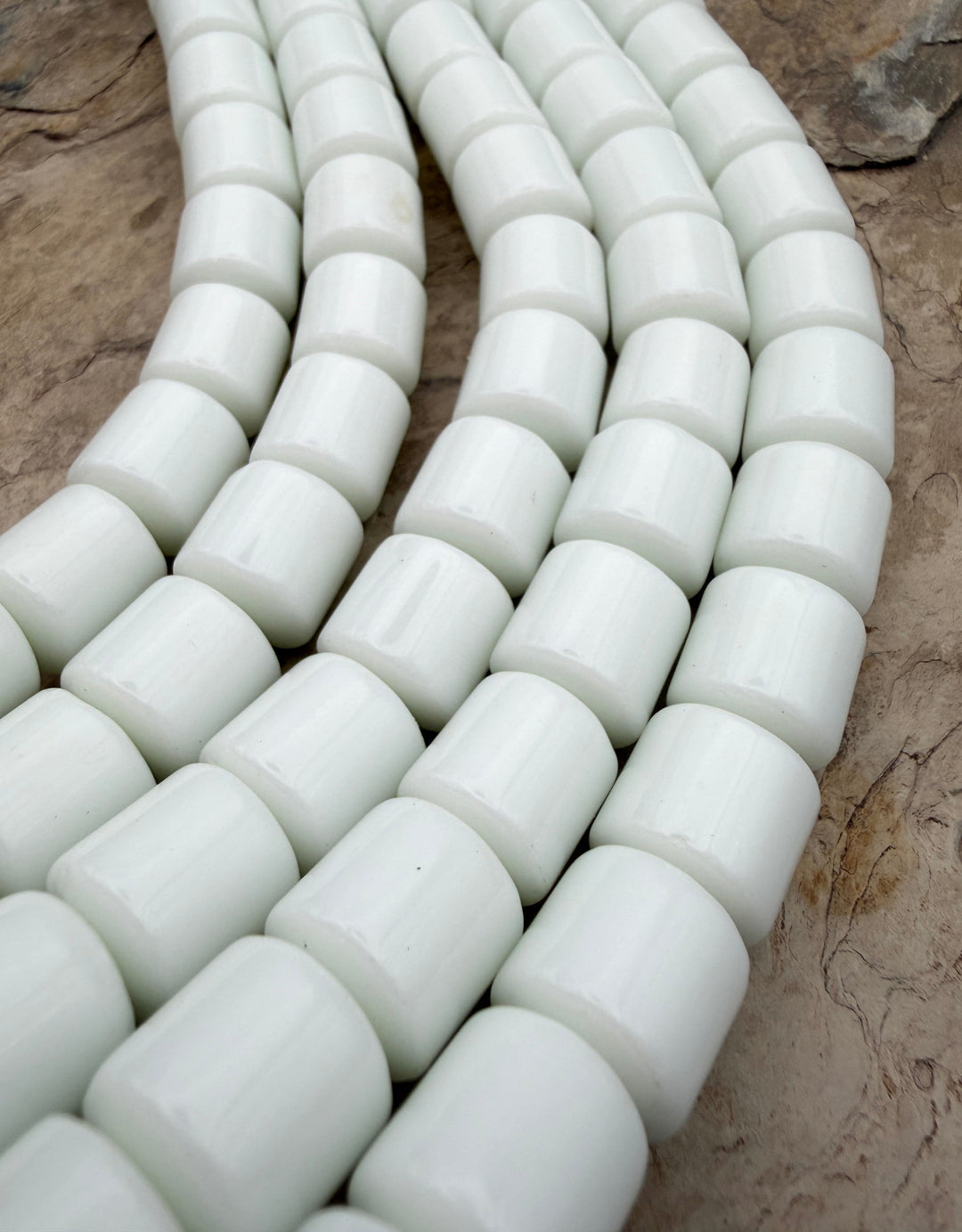 Natural White Nephrite Jade Big Barrel Beads 13mm 15.5 inch