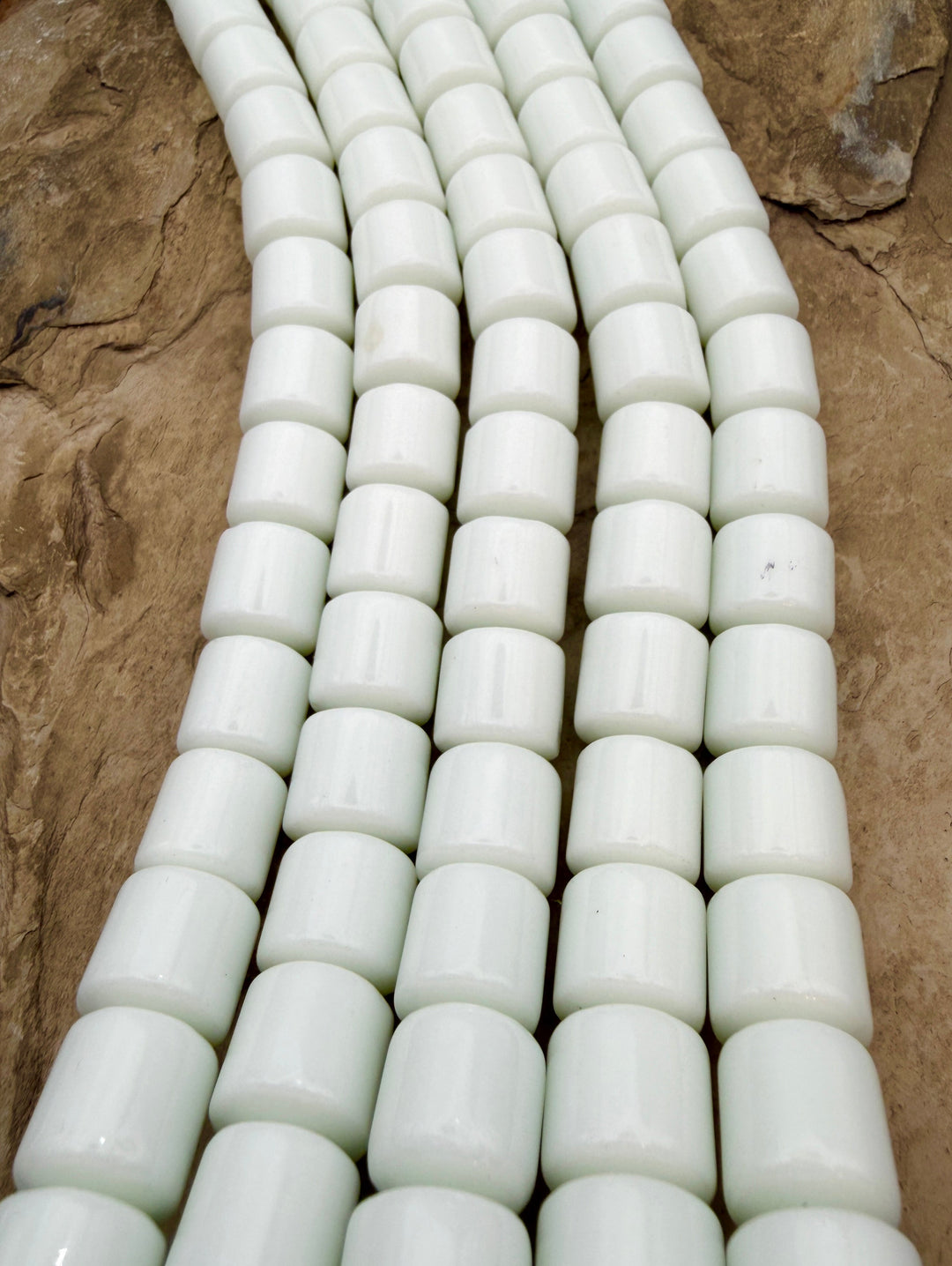 Natural White Nephrite Jade Big Barrel Beads 13mm 15.5 inch