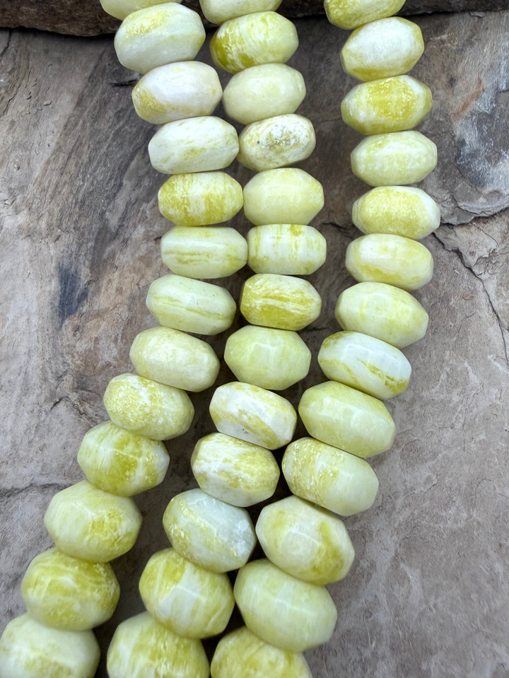 Natural Yellow Jade Big Faceted Rondelle Beads 13mm 16 inch