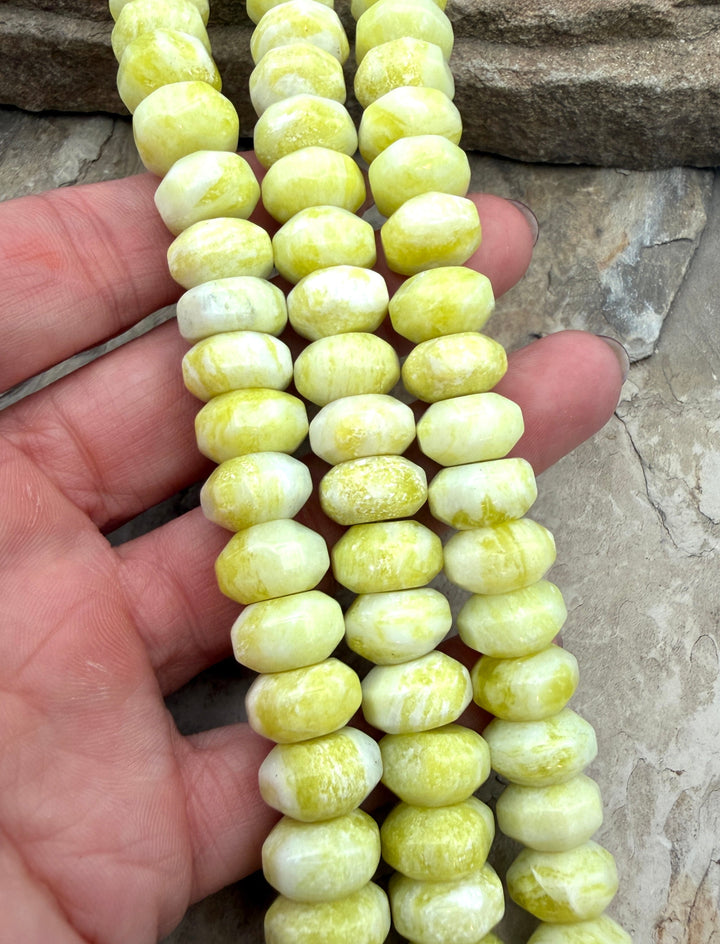 Natural Yellow Jade Big Faceted Rondelle Beads 13mm 16 inch