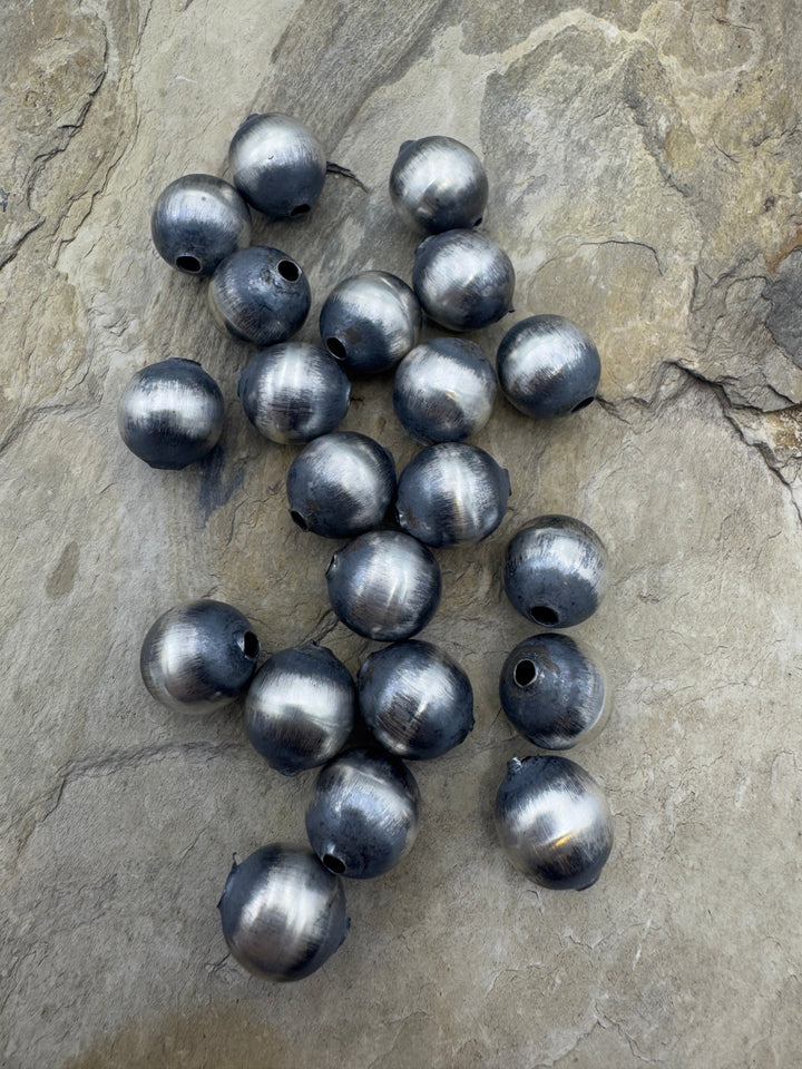 Navajo Style Pearls BIG Sterling Silver Round Beads 12mm