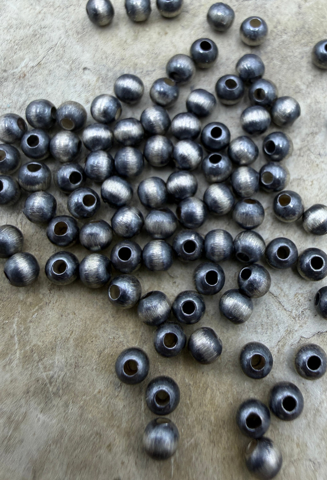Navajo Style Pearls Sterling Silver 3mm Round Beads (PKG