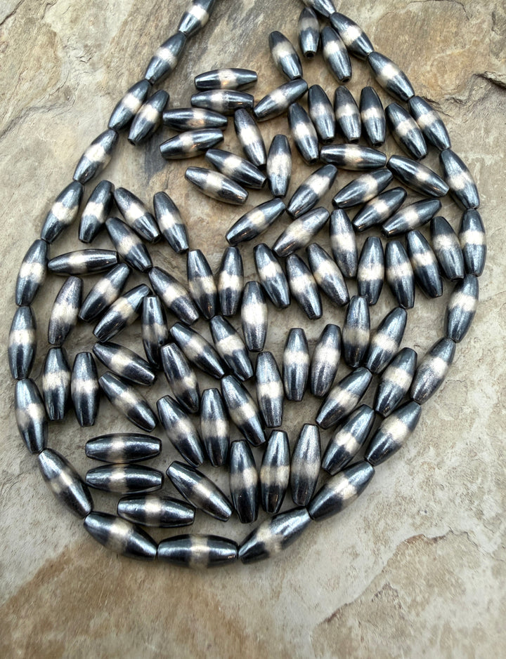 Navajo Style Pearls Sterling Silver 4x10mm Rice Beads