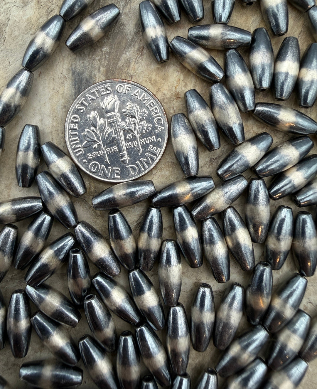 Navajo Style Pearls Sterling Silver 4x10mm Rice Beads
