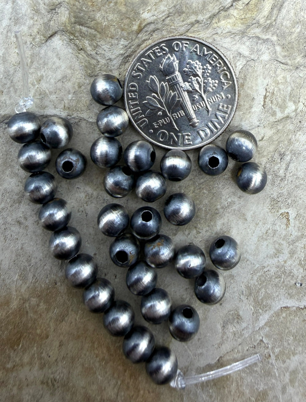 Navajo Style Pearls Sterling Silver 5mm Round Beads Package