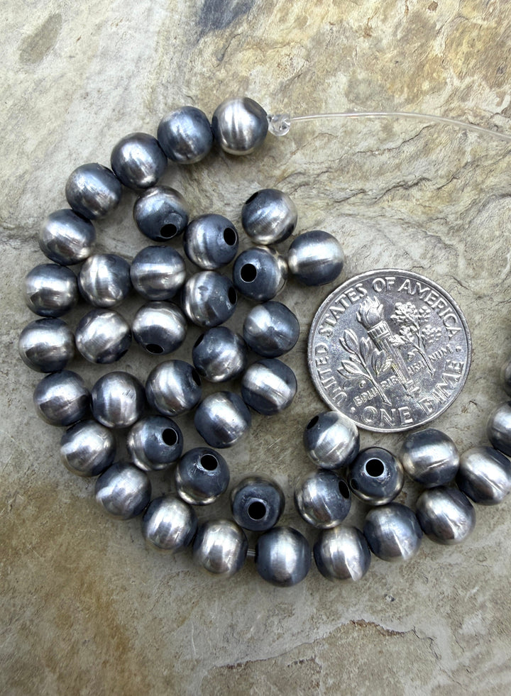 Navajo Style Pearls Sterling Silver 6mm Round Beads Package