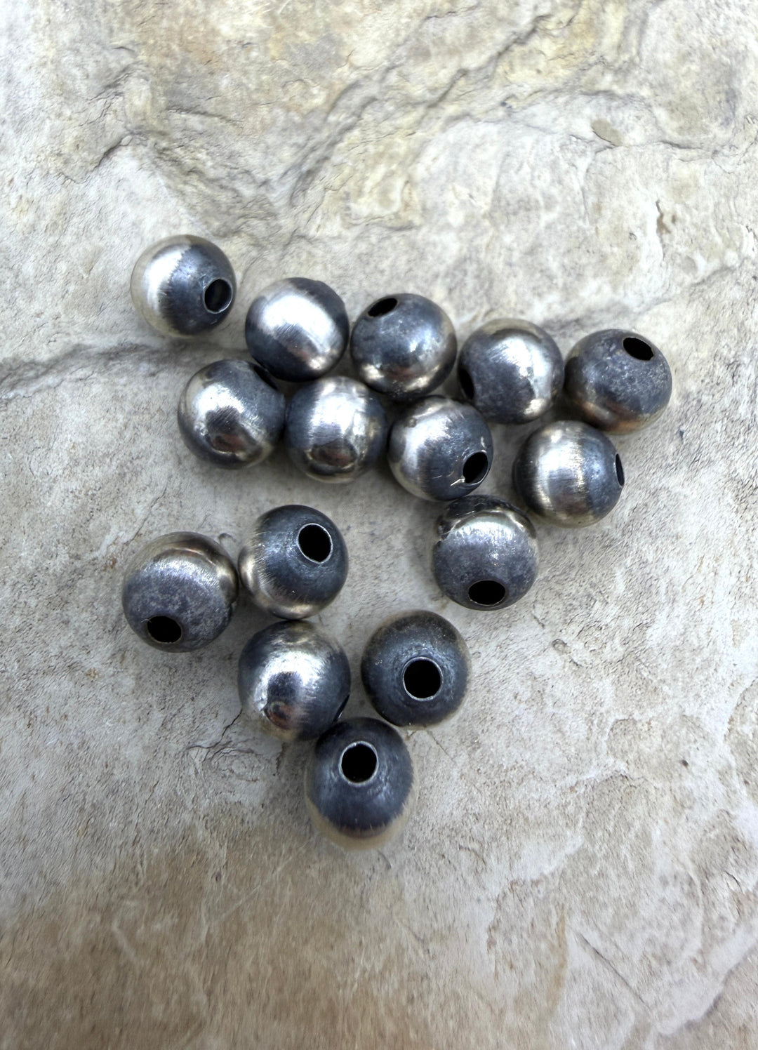Navajo Style Pearls Sterling Silver 6mm Round Beads (PKG