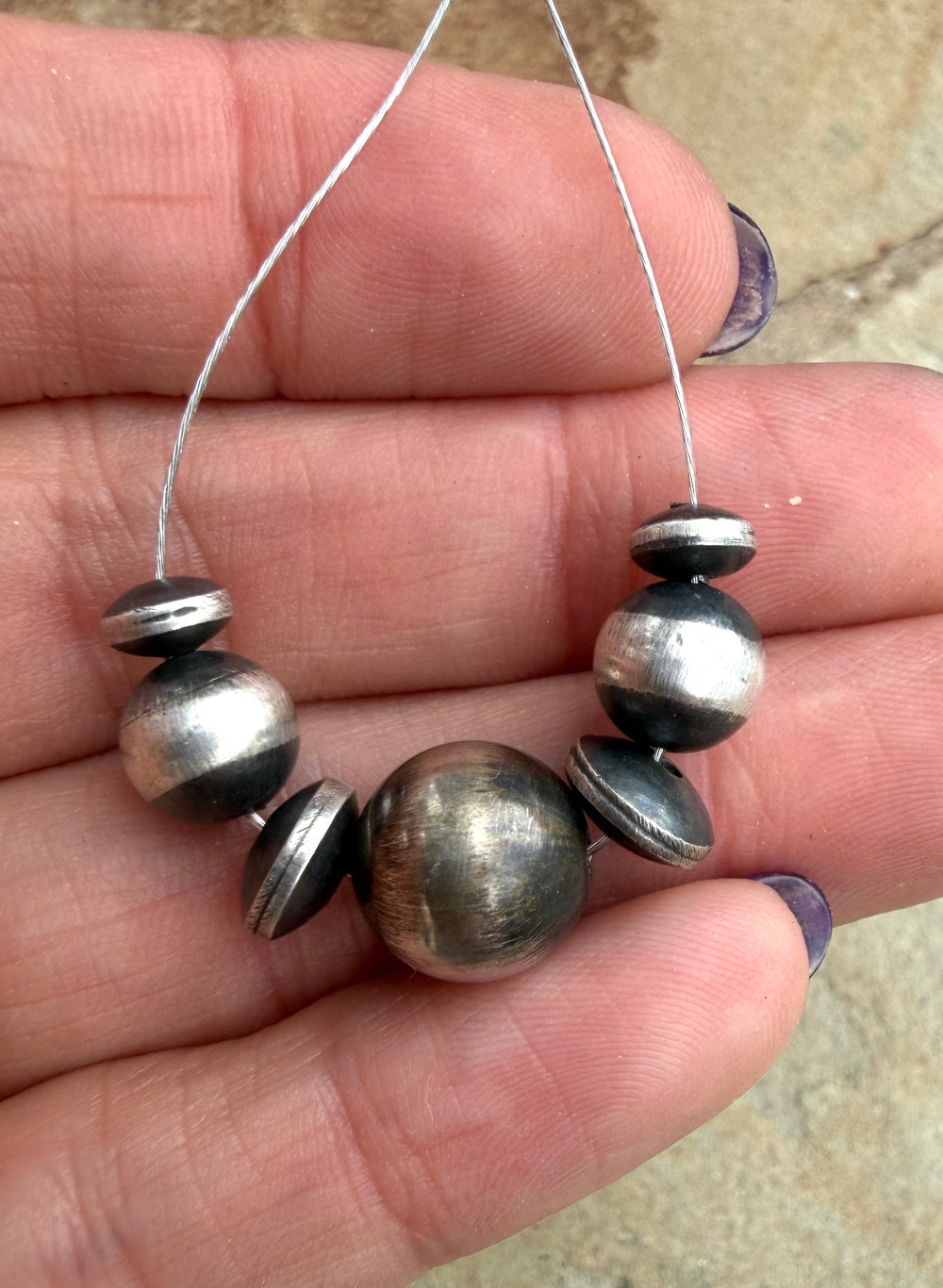 Navajo Style Pearls Sterling Silver 7 bead designer set