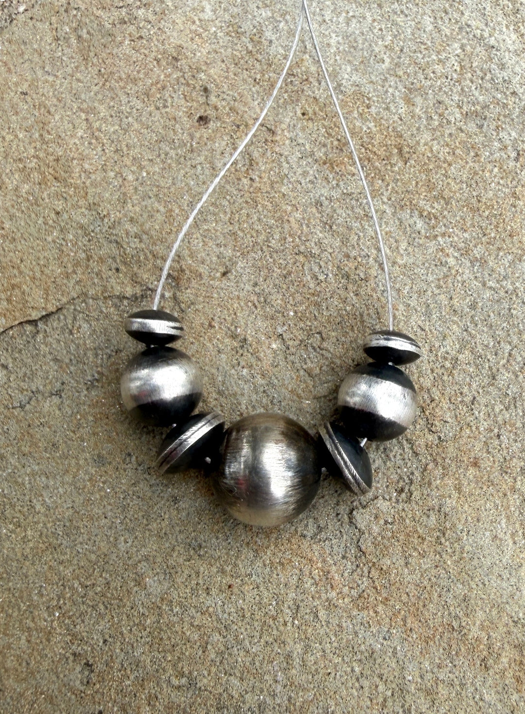 Navajo Style Pearls Sterling Silver 7 bead designer set