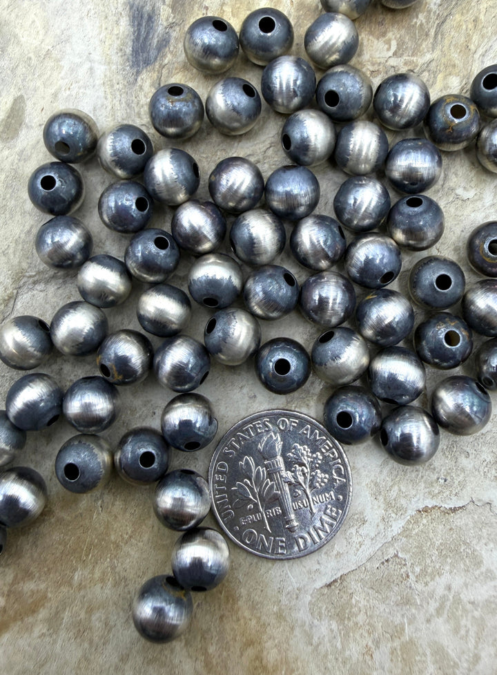 Navajo Style Pearls Sterling Silver 7mm Round Beads Package
