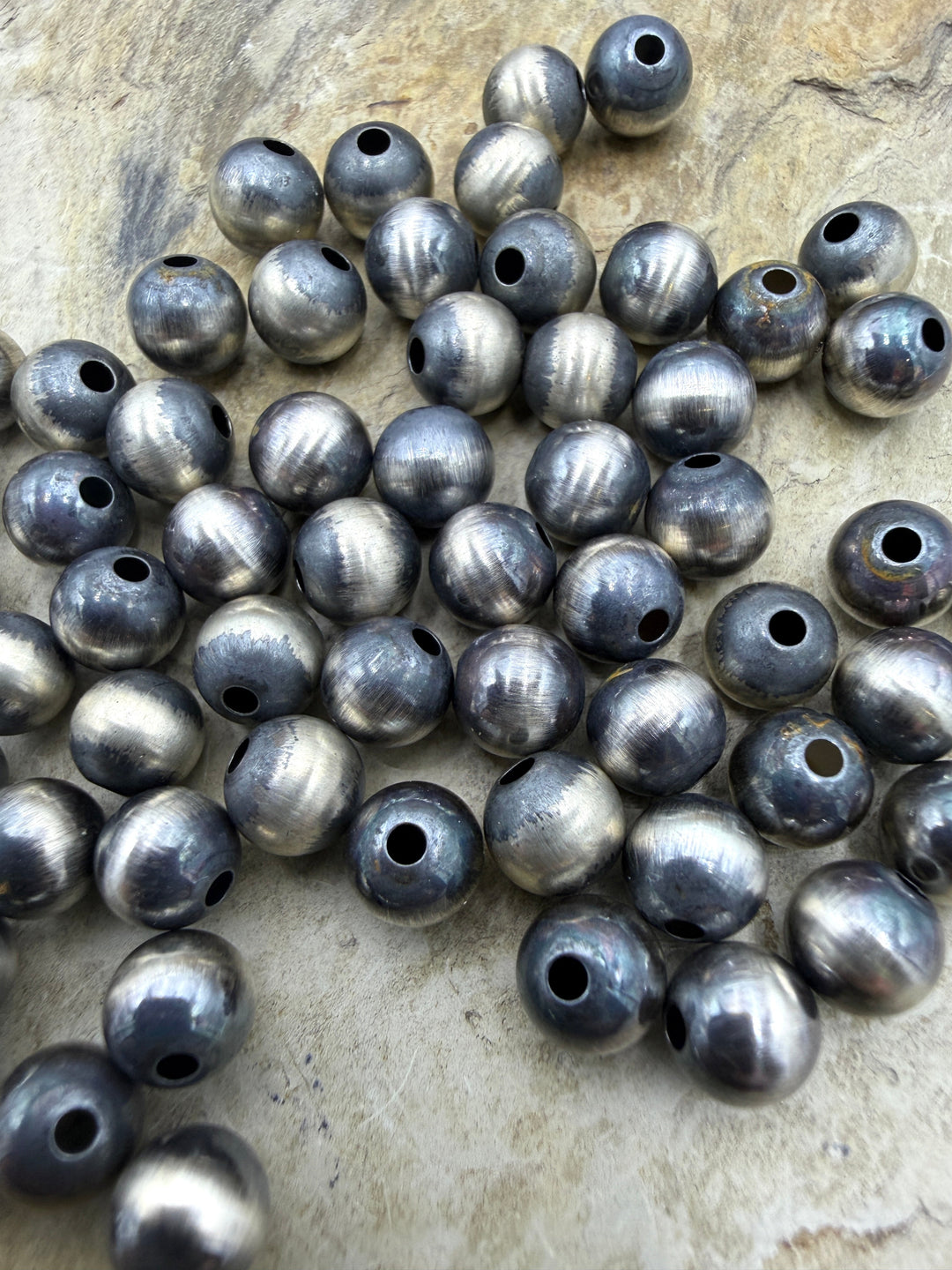Navajo Style Pearls Sterling Silver 7mm Round Beads Package