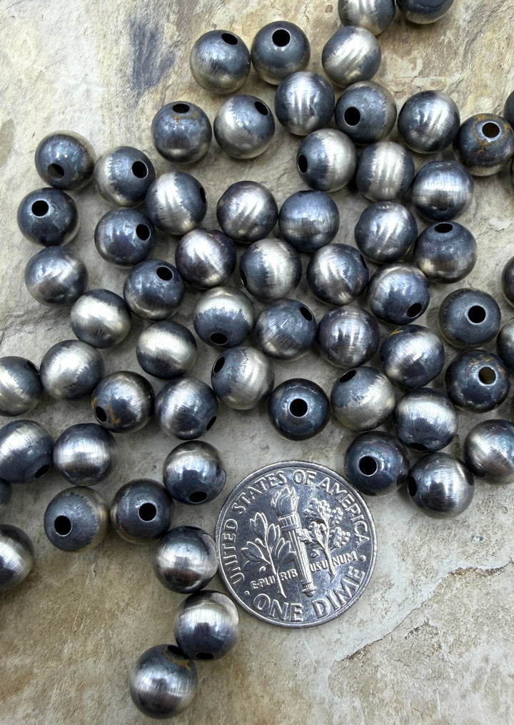 Navajo Style Pearls Sterling Silver 7mm Round Beads Package