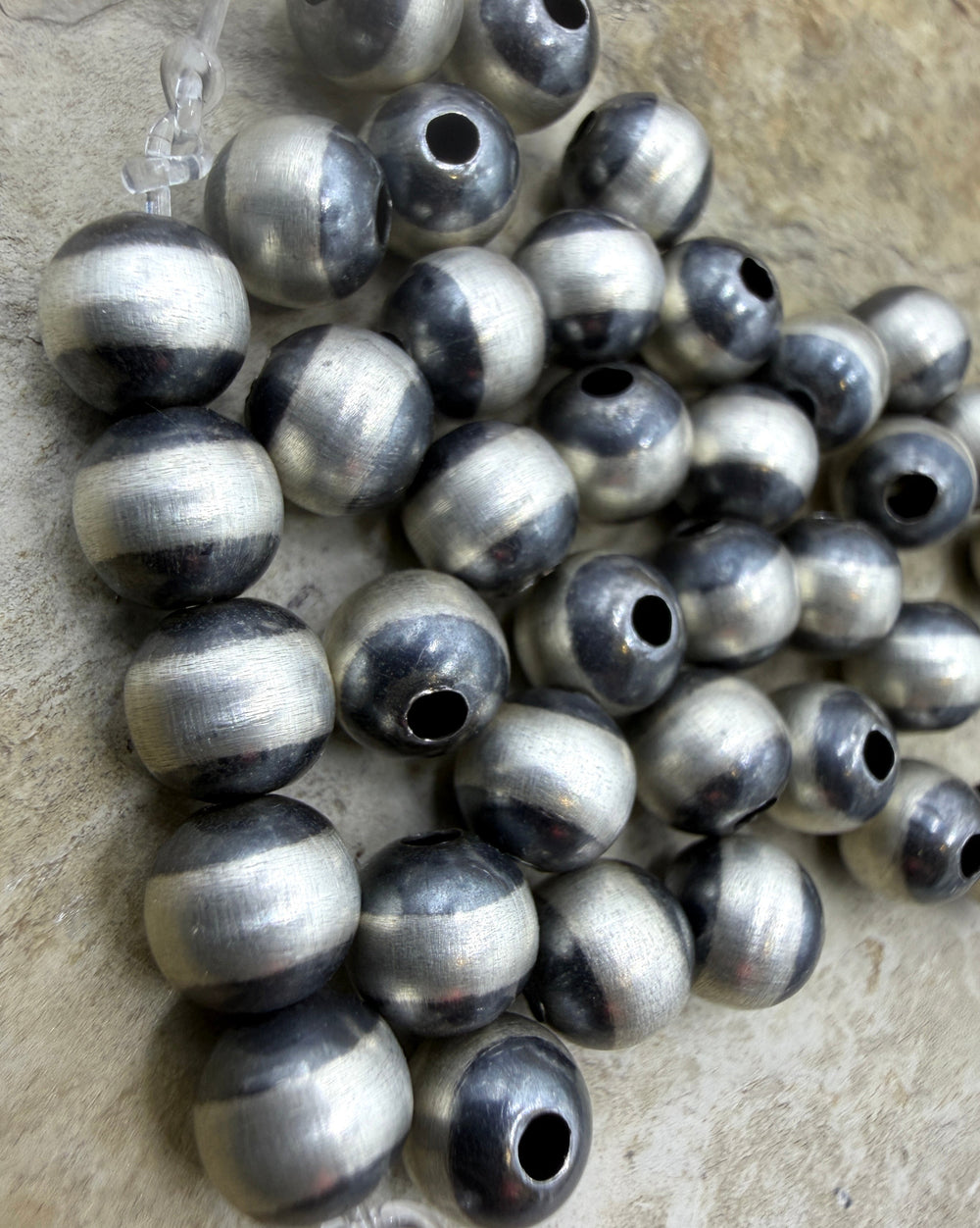 Navajo Style Pearls Sterling Silver 7mm Round Beads Set