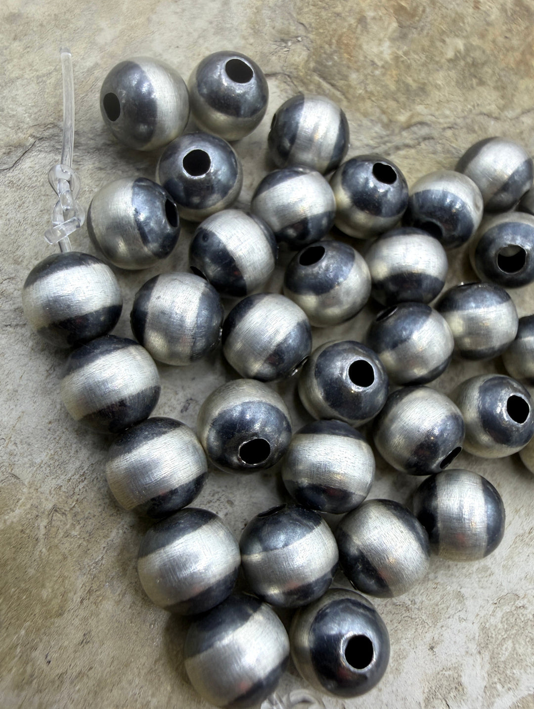 Navajo Style Pearls Sterling Silver 7mm Round Beads Set