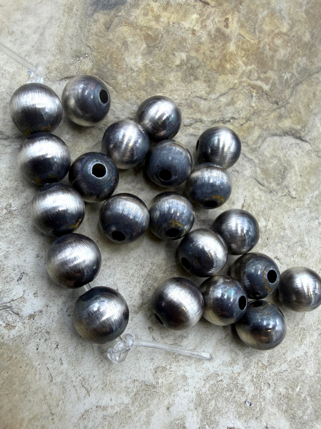 Navajo Style Pearls Sterling Silver 8mm Round Beads Set