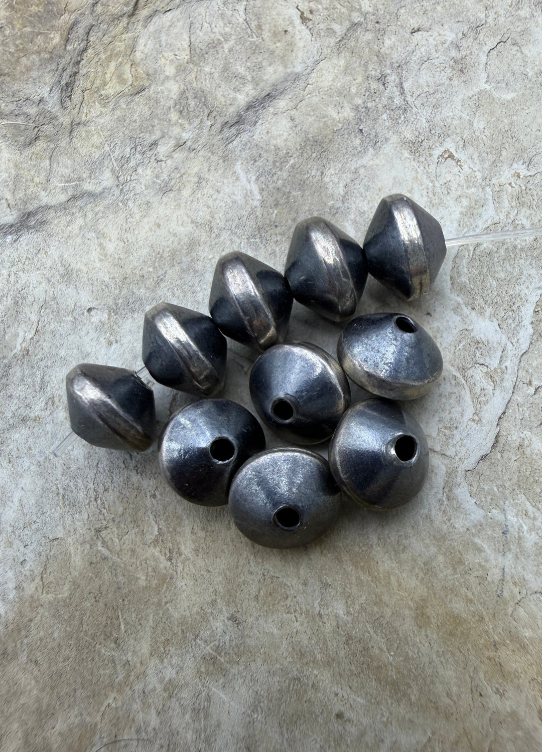 Navajo Style Pearls Sterling Silver 8mm Thick Saucer Beads