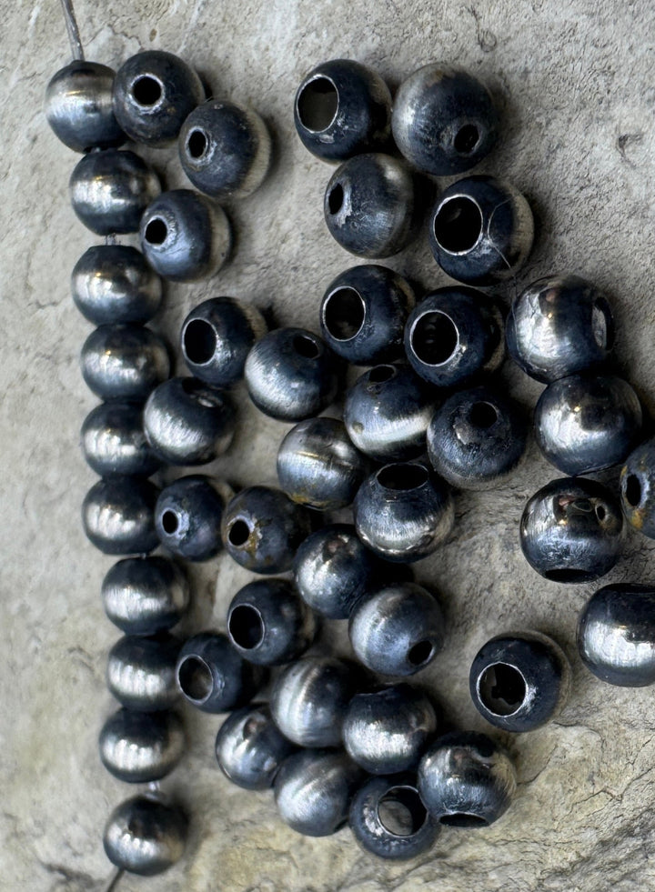 Navajo Style Pearls Sterling Silver Round Beads 4mm (PKG