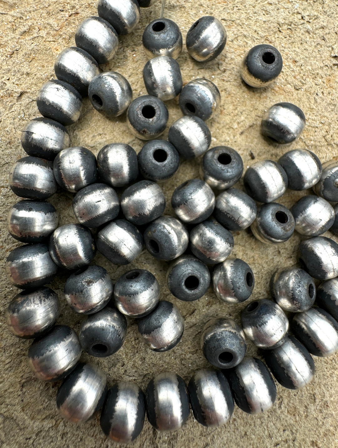 Navajo Style Pearls Sterling Silver Round Beads 8mm (PKG