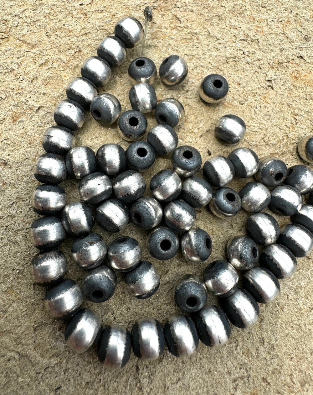 Navajo Style Pearls Sterling Silver Round Beads 8mm (PKG