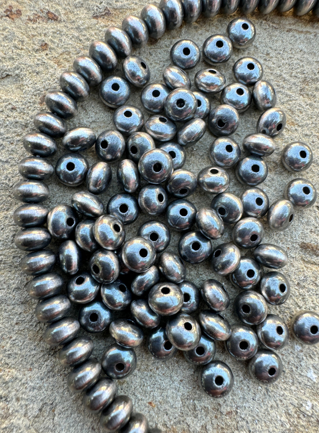 Navajo Style Pearls Sterling Silver Saucer beads 5mm (PKG