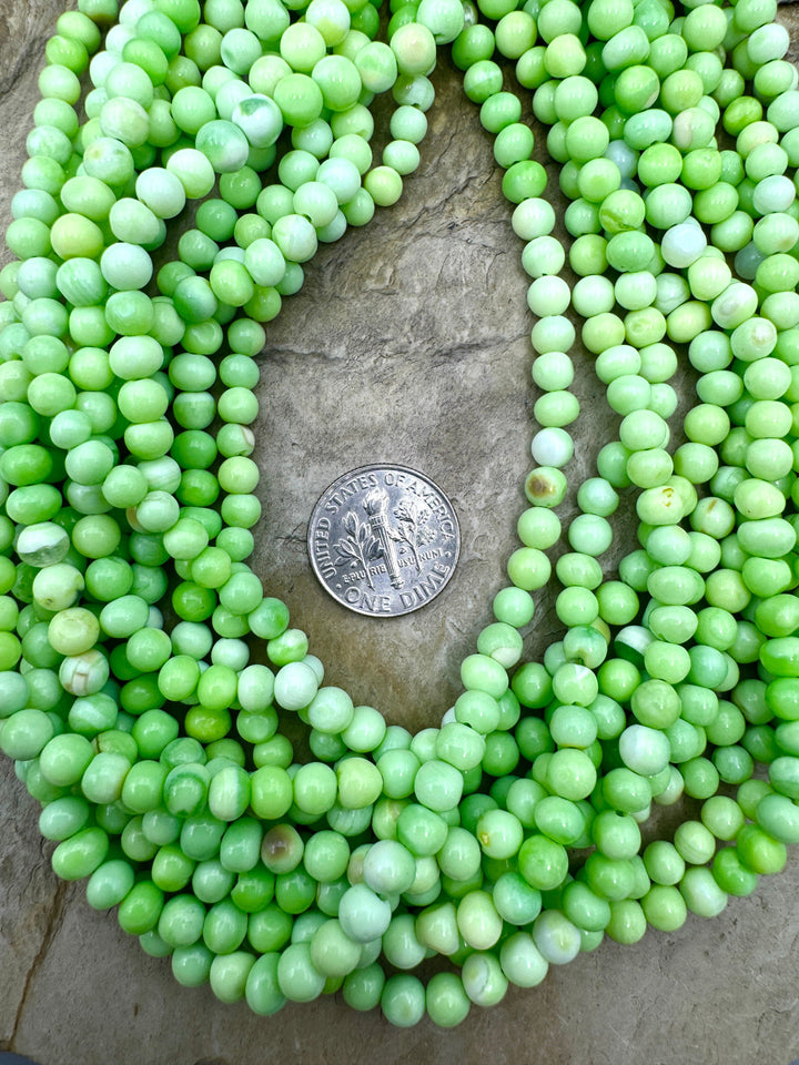 Neon Green Opal (Dyed) 5 6mm Rounded Nugget Beads 16 Inch