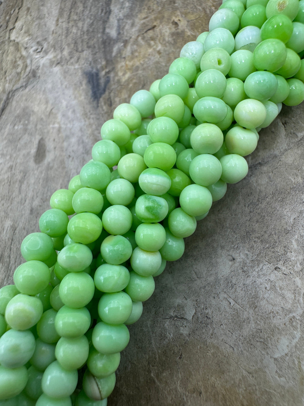 Neon Green Opal (Dyed) 5 6mm Rounded Nugget Beads 16 Inch