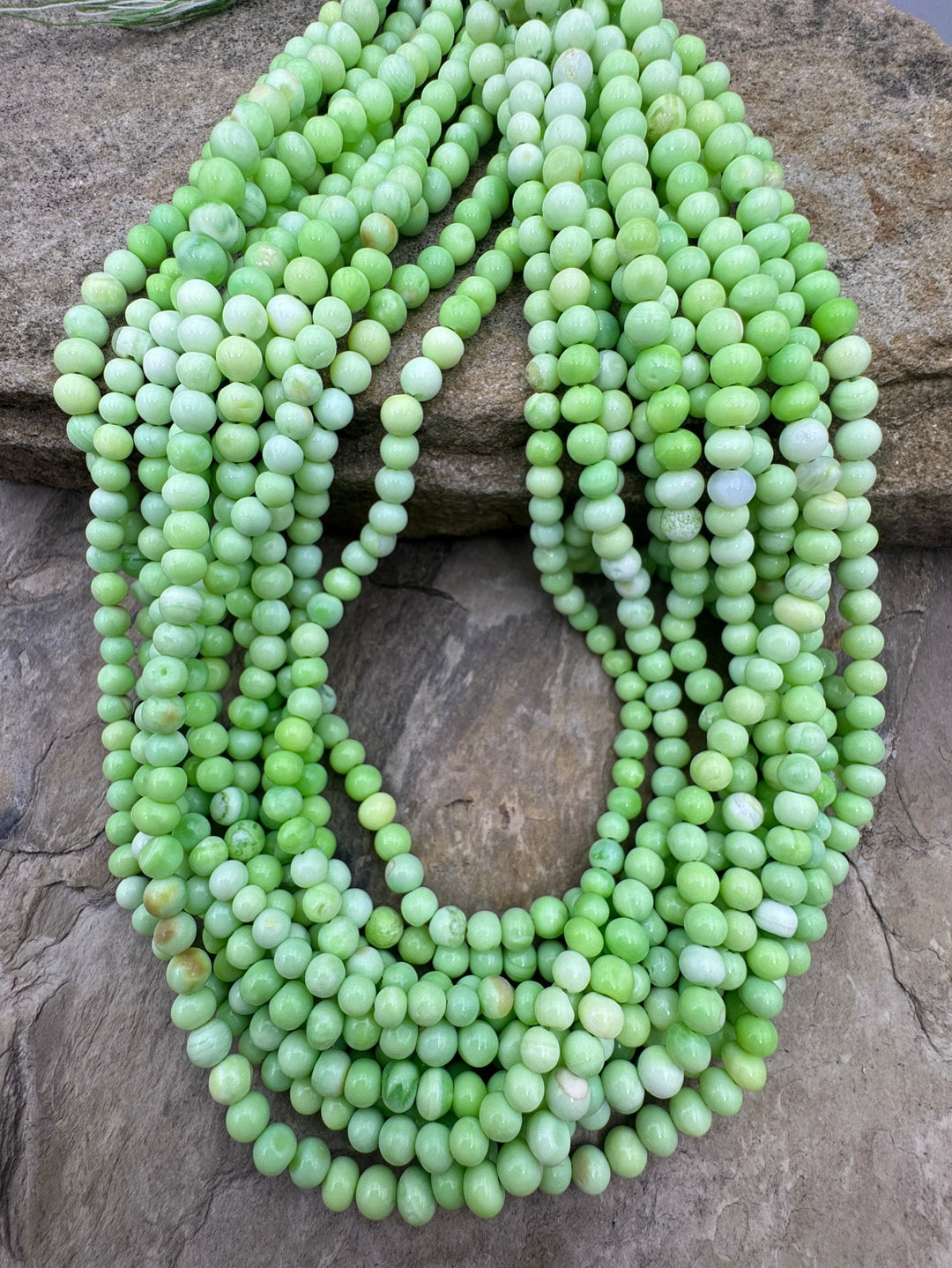 Neon Green Opal (Dyed) 5-6mm Rounded Nugget Beads 16 Inch