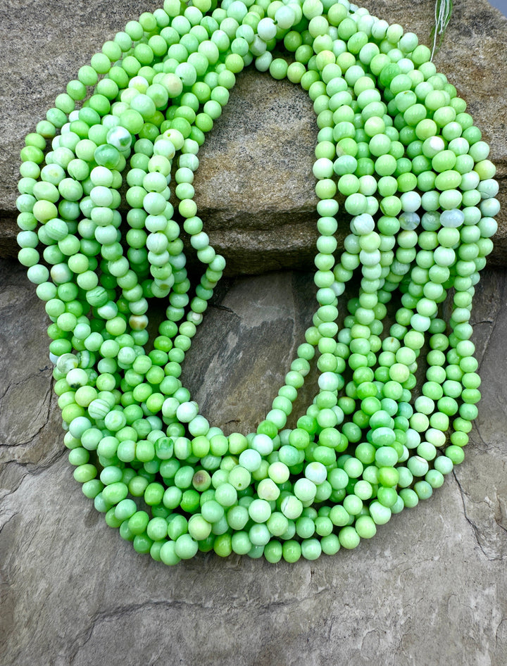 Neon Green Opal (Dyed) 5 6mm Rounded Nugget Beads 16 Inch