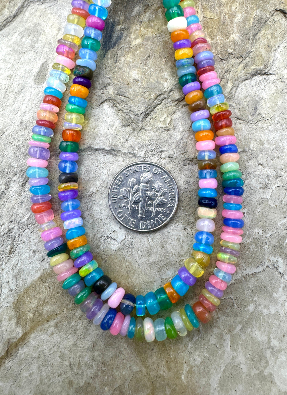 Neon Mixed Color Ethiopian Opal (Dyed) 5mm Rondelle Beads