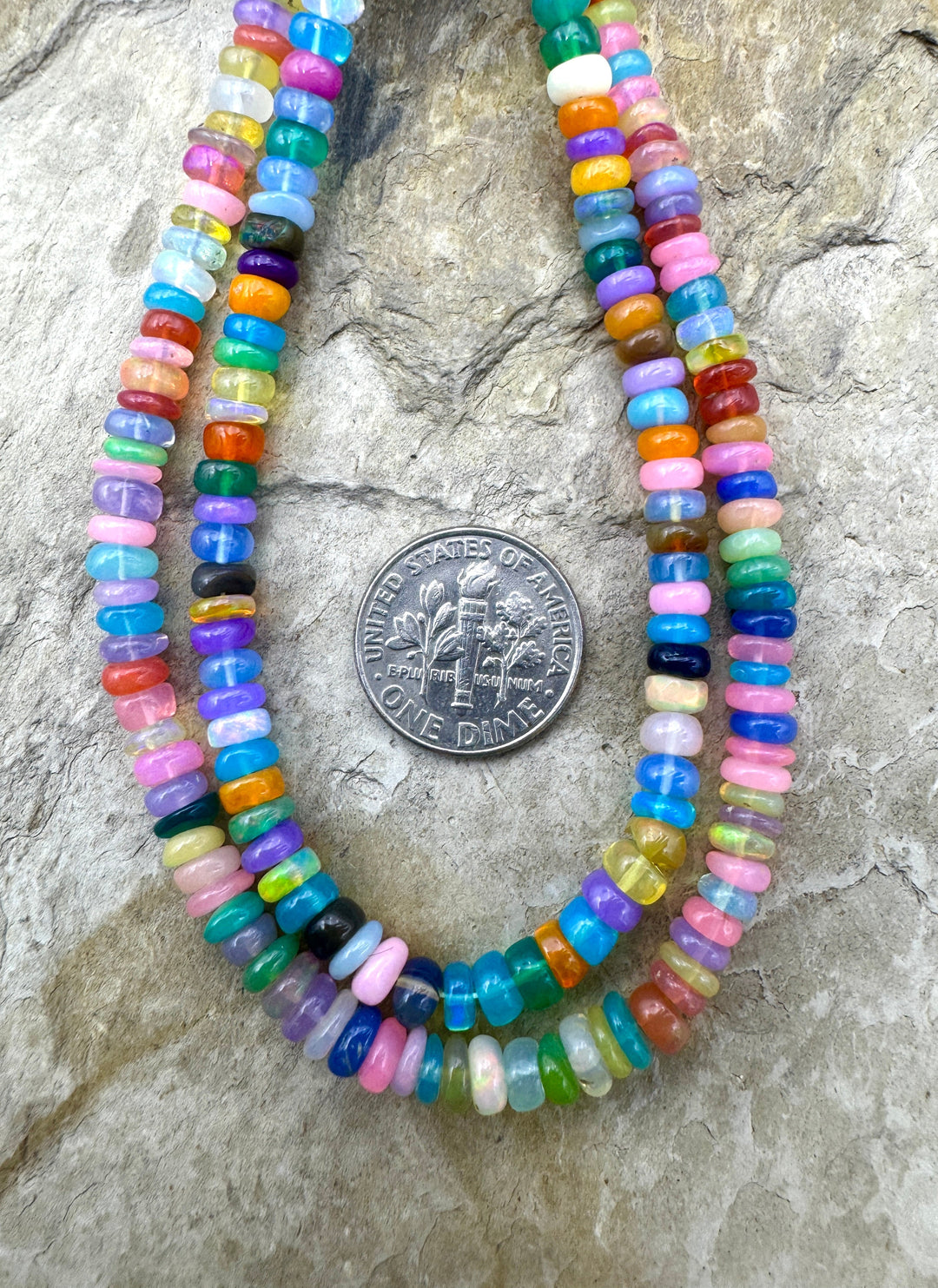 Neon Mixed Color Ethiopian Opal (Dyed) 5mm Rondelle Beads